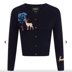 Collectif Forest Friends Cardigan, navy blue, xxs